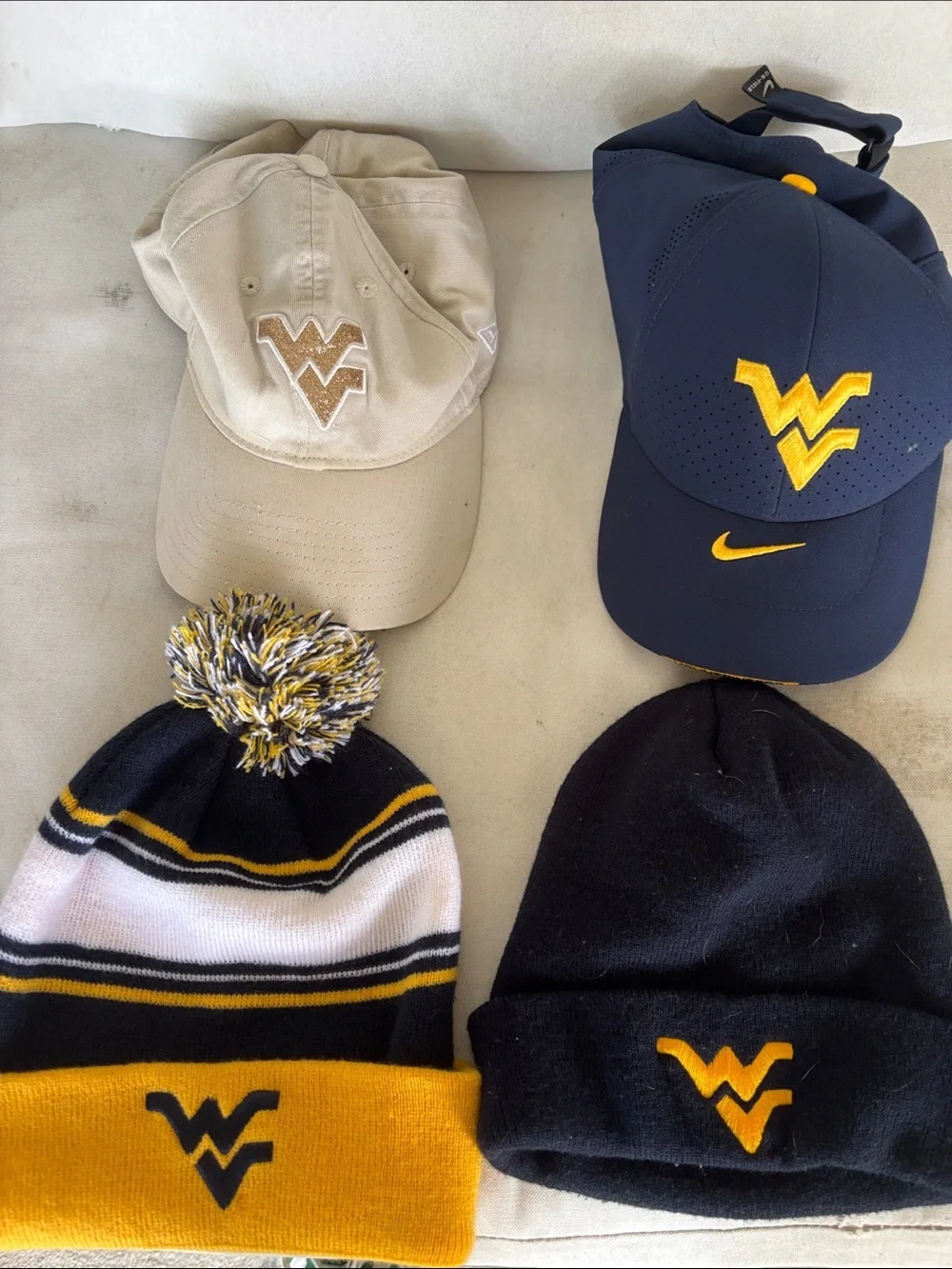 Nike WVU Navy & Gold Baseball Cap and Beanie Set